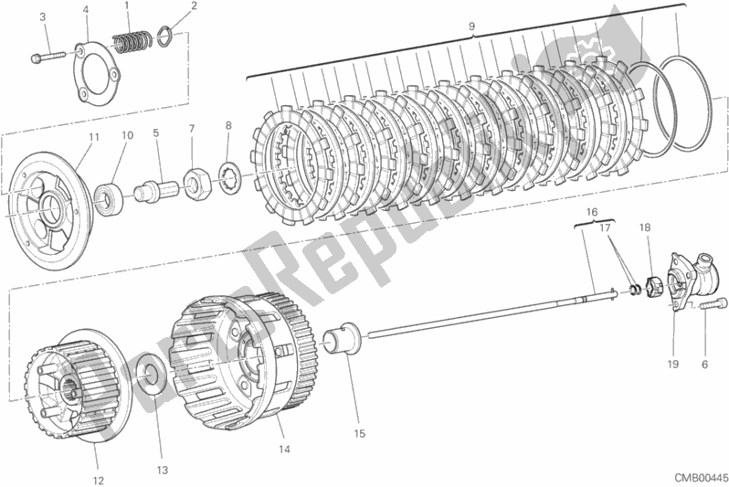 All parts for the Clutch of the Ducati Multistrada 1200 S Touring Brasil 2018
